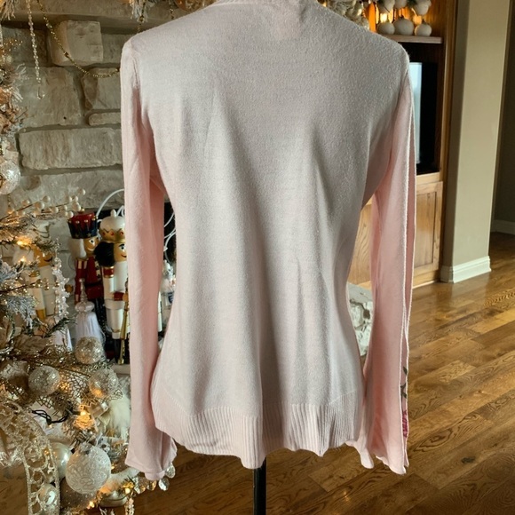 Faded Glory Light Pink Sweater Embroidery Floral - Picture 4 of 11